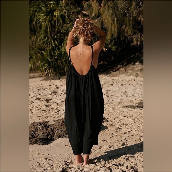 Free People Twisted Low Back Midi Dress in Black - Picture 4 of 4